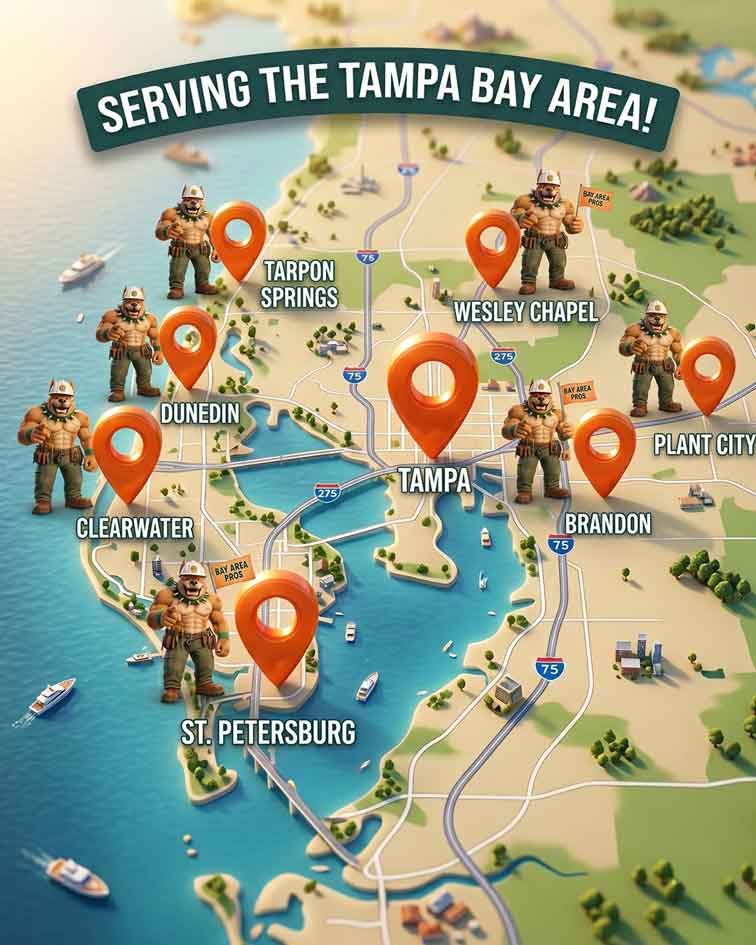 Dumpster rental Tampa Bay Deep Construction Services service coverage map